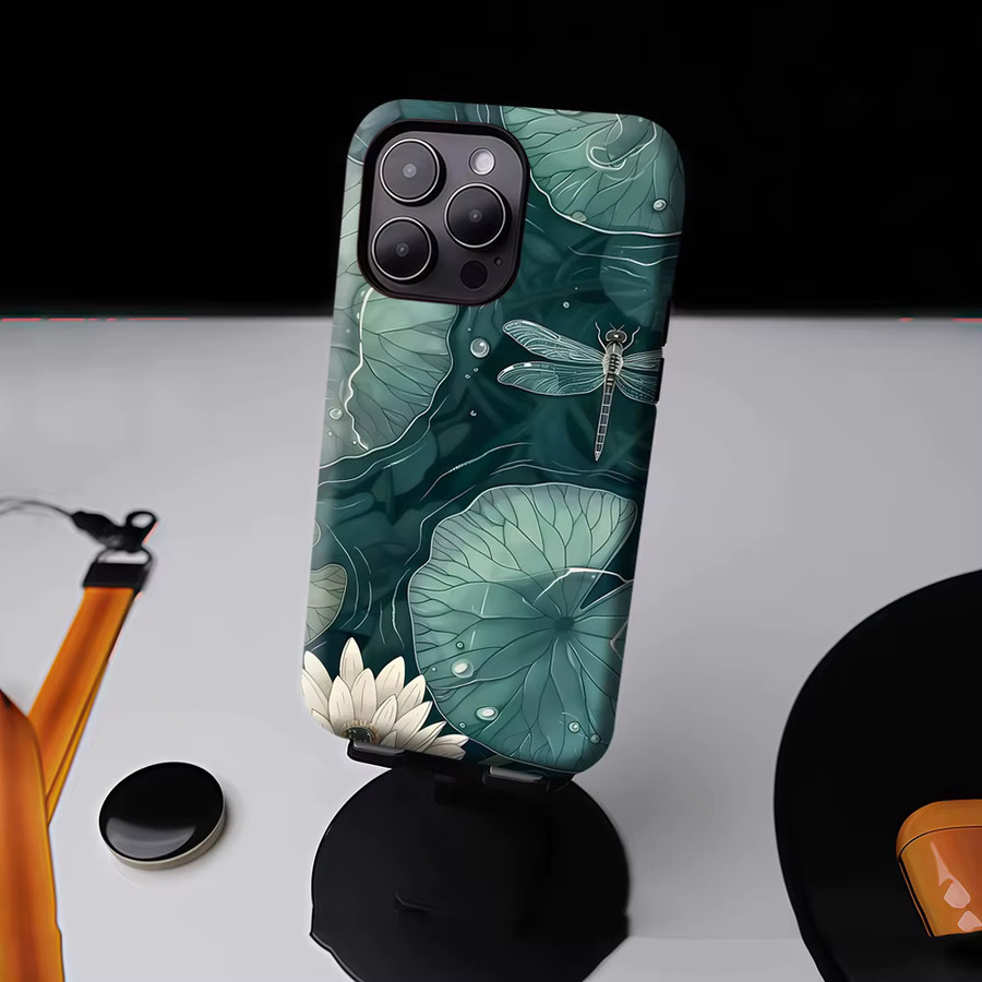 Potdemiel Magnetische Handyhülle Lotus & Libellen-Teich für iPhone 17 16 15 14 13 Pro Max Plus, Robuste Ein- und Doppelschichtige Hülle, Mehrfarbig - Bild 4