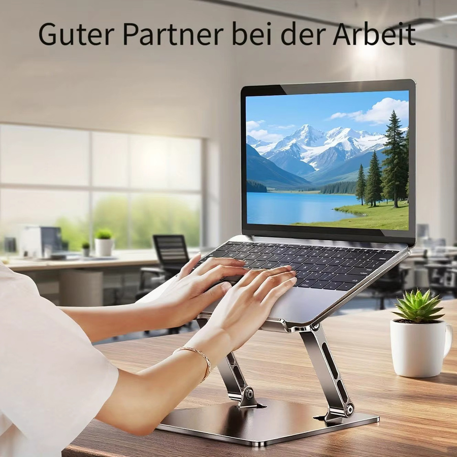 Laptop Stand Silver 360 Grad drehbar und höhenverstellbar, ergonomischer Notebook Holder für bis zu 18 Zoll Laptops und MacBook, Desktop Bracket für Gaming und Office - Bild 5