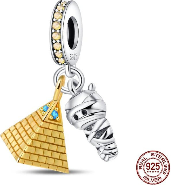 Charm-Perlen-Komponente Kupfer, Pyramide Dämonenauge, Weiß, Damen - Bild 1