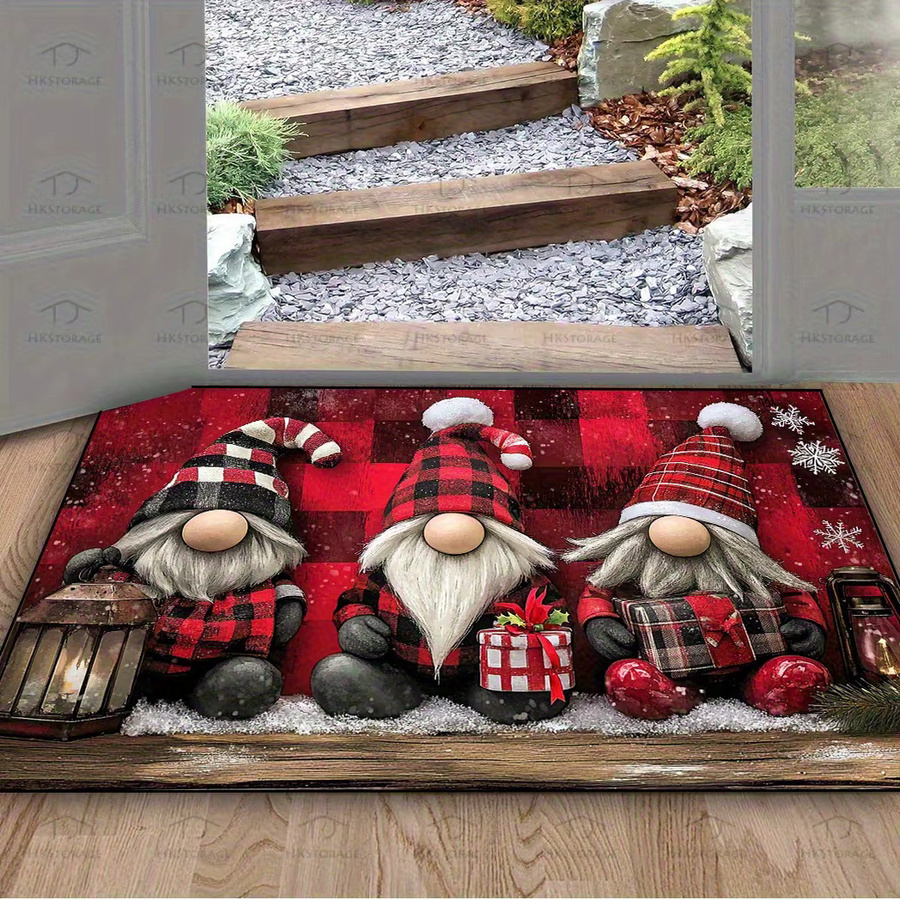 VIKAMA Weihnachtszwerg Willkommensmatte als rutschfester und wasserabsorbierender Druckteppich für Badezimmer und Veranda - Bild 2