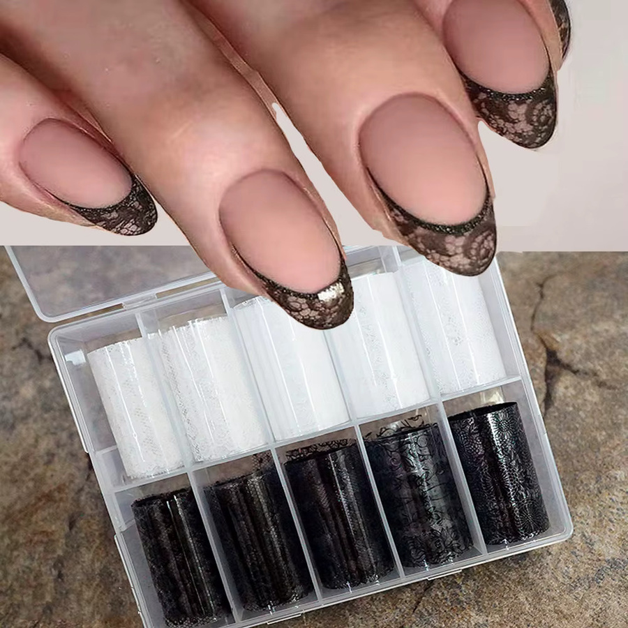 MAFANAILS Nageltransferaufkleber, schwarz-weiß, Spitze - Bild 2