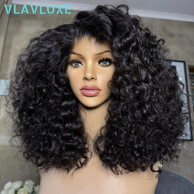 VLAVLUXE Remy Wear And Go Perücke, 100 % Echthaar, tiefe Wellen, 400 Dichte, transparente Lace-Front - Bild 1