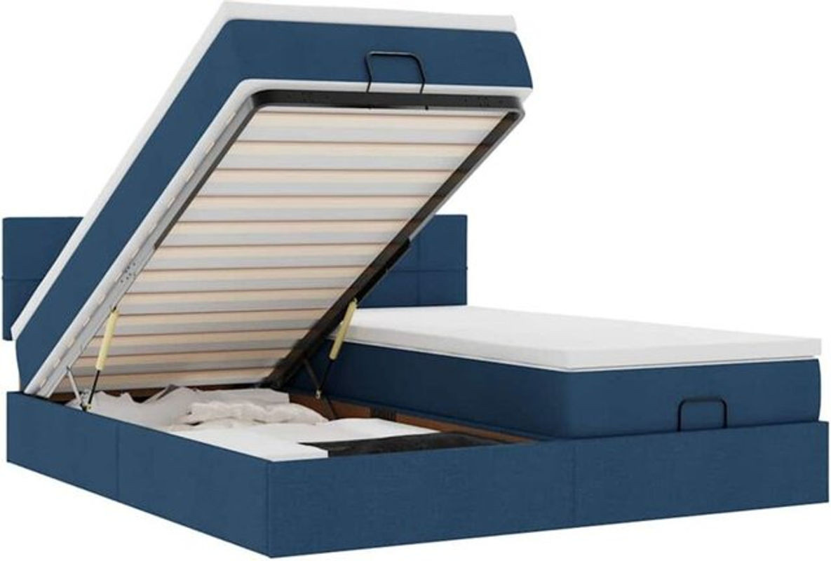 vidaxl Ottoman Polsterbett mit Matratze in Blau aus Stoff und Metall, B/T/H: 160 x 200 x 78 cm - Bild 1