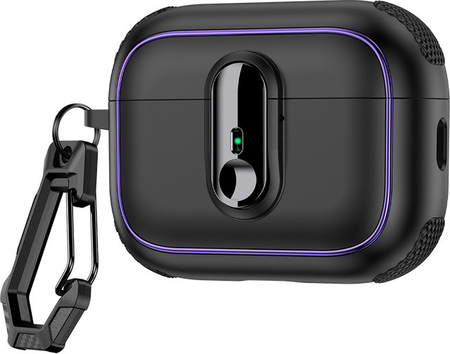 Armor Lock Kopfhörer-Schutzhülle für Apple AirPods Pro (1., 2., 3. und 4. Generation) in Schwarz mit Haken aus TPU und PC - Bild 1