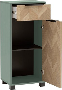 Schildmeyer Highboard Piazza in Pistazie Grün mit Fischgräten Dekor, B/H/T: 40,3 x 90,9 x 33,0 cm - Bild 1