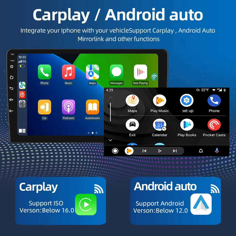 Podofo Kabelloses CarPlay und Android Auto Autoradio mit Bluetooth für Buick Regal 2009-2013 und Opel Insignia 2008-2012 in Schwarz - Bild 2