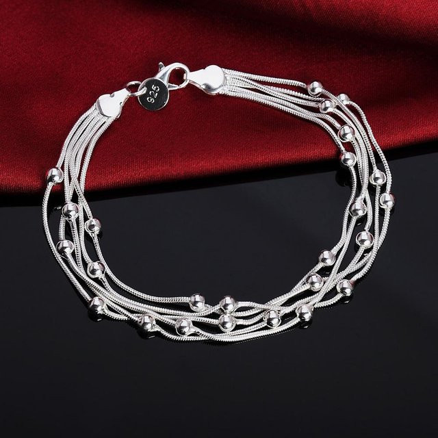 Wucifang Jewelry Armband Schlangenkette, 925 Silber, Perlen, Damen, 20cm - Bild 1