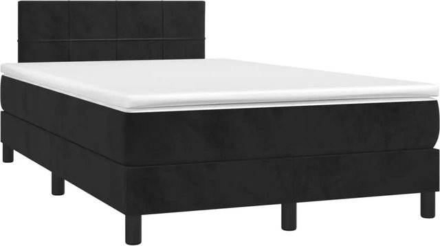 vidaXL Boxspringbett mit Matratze in Schwarz, Samt, mit LED-Unterbettbeleuchtung und USB-Ladeport, Hybrid-Bett mit Taschenfederkern, B/T: 120 x 200 cm - Bild 1