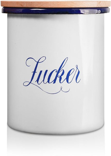 Karl Krüger Emaillierte Zucker Dose Husum, Weiß/Blau, 1,6 l - Bild 1