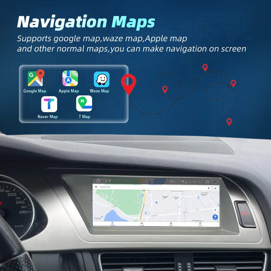 NUNOO Android 14 Multimedia-Touchscreen-Radio mit Wireless CarPlay und Android Auto für Audi A4 B8 in Schwarz - Bild 5