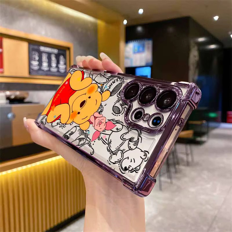 Niedrige Handyhülle mit P-Pooh Bär und Piglet für Samsung S26 S25 Edge S24 S23 S22 S21 S20 Ultra Plus aus Silikon in Multicolour - Bild 2