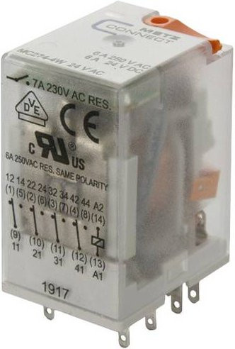 Metz Connect Industrierelais Steckrelais 24 V/AC 7A mit 4 Wechsler transparent - Bild 1
