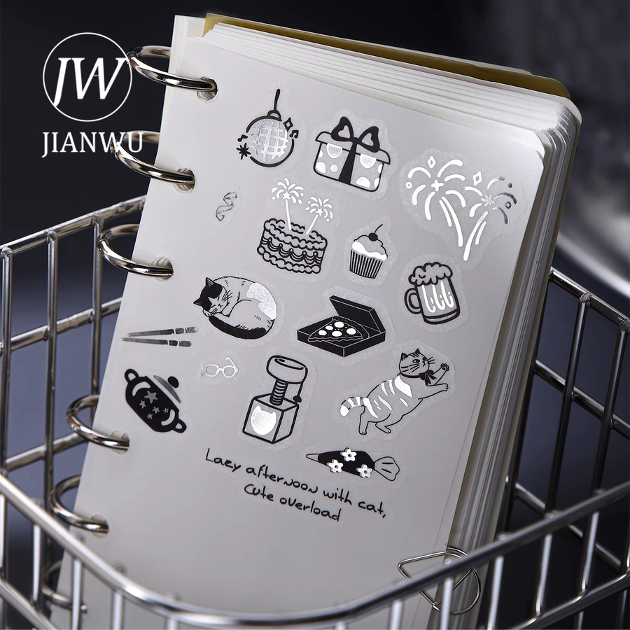JIANWU Washi Tape Silver Mist Vintage Cat Landschaft Motiv für Scrapbooking und Journaling - Bild 2
