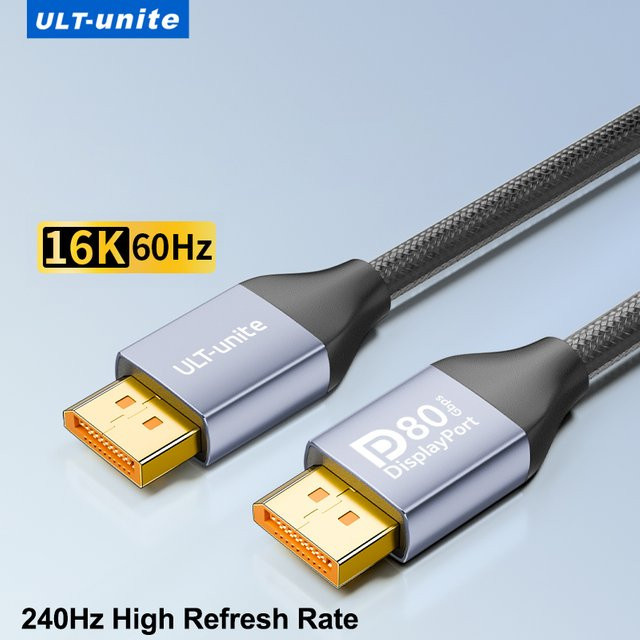 ULT-unite DisplayPort 2.1 Kabel Schwarz, 3 m, 16K, 80 Gbit/s, 8K120Hz, FreeSync, G-Sync, VRR, VESA-zertifiziert - Bild 1