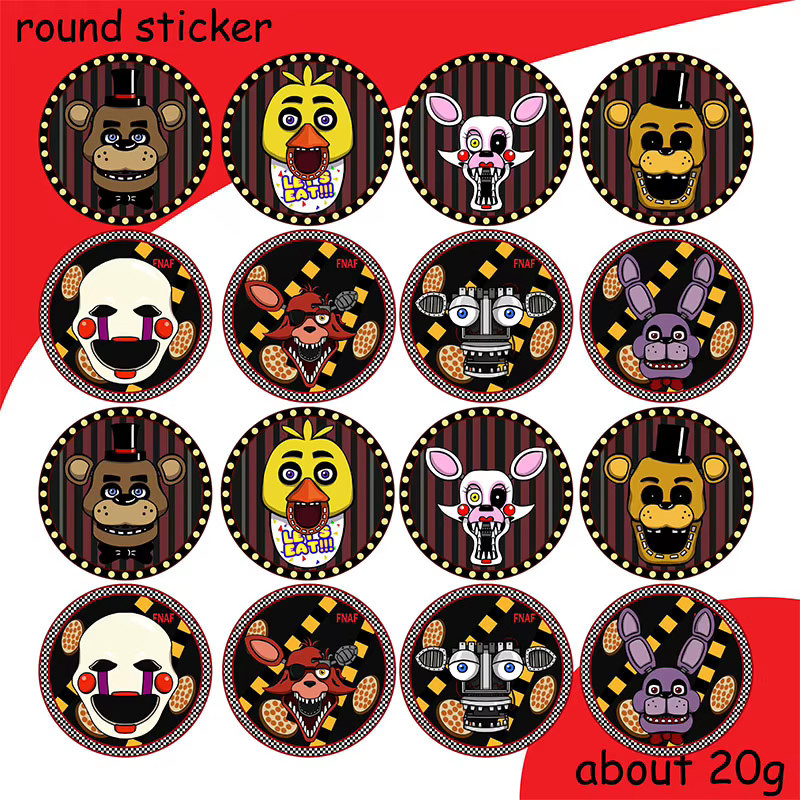 Five Nights at Freddy's Runde Cartoon-Sticker in Mehrfarbig zur Dekoration von Tagebüchern und für Partygeschenke - Bild 3