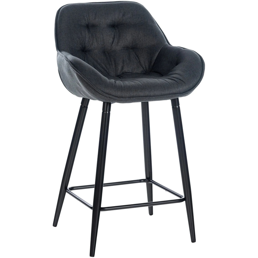 DELUKE Barhocker KUTOR Stoff Dunkelgrau mit Lehne und Armlehnen, moderner Tresenhocker gesteppt, B/T/H: 54 x 57,5 x 93,5 cm - Bild 2