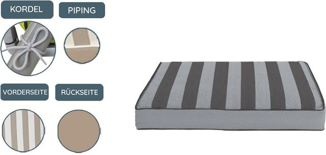 GARDEN DREAM Gartenauflage Sitzkissen aus Polyester, rechteckig, Anthrazit/Grau, wetterfest - Bild 1