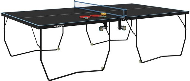 SPORTNOW Tischtennisplatte klappbar aus MDF und Stahl in Schwarz, B: 152,5 cm, L: 274 cm, H: 76 cm - Bild 1