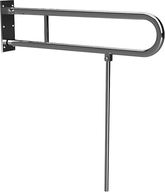 Brillantbad BELP Stützklappgriff in U-Form mit Standfuß aus Edelstahl poliert, Farbe Silber, B/T/H: 10,0 x 80,0 x 82,9 cm, 120 kg Traglast für Bad und WC - Bild 1