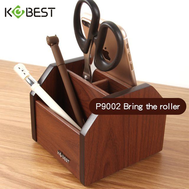 Kobest Multifunktionaler quadratischer Stifthalter aus Holz in Braun als Schreibwaren Aufbewahrungsbox und Schreibtisch Ornament - Bild 1