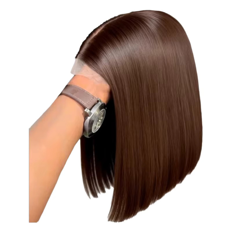 HJ WEAVE BEAUTY Bob-Perücke, 16 Zoll, 100 % Echthaar, schokoladenbraun, Damen - Bild 7