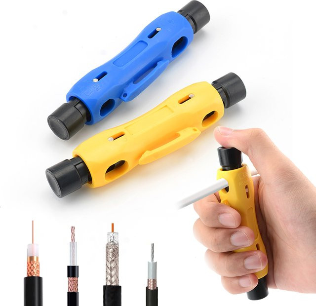 Koaxialkabel Stripper Stift zum Abisolieren und Schneiden von RG7-11 und RG59-6 in Blau - Bild 1