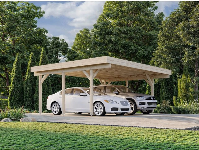 Palmako Doppelcarport Karl aus Fichtenholz in Grau mit Flachdach, Breite: 600 cm, Tiefe: 512 cm - Bild 1