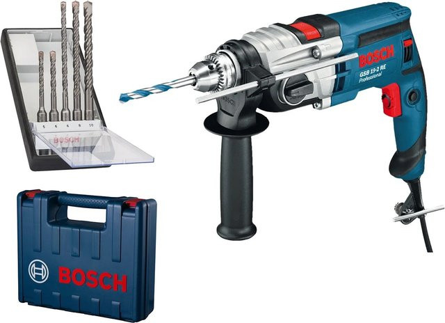 Bosch Professional Schlagbohrmaschine GSB 19-2 RE 850 W mit 7-tlg. Set im Koffer, Blau - Bild 1