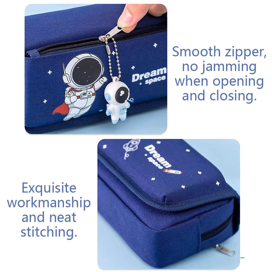 Stiftetasche mit Astronauten-Muster und vier Schichten für große Kapazität, schmutzabweisender Schreibwaren-Organizer für Studenten - Bild 1