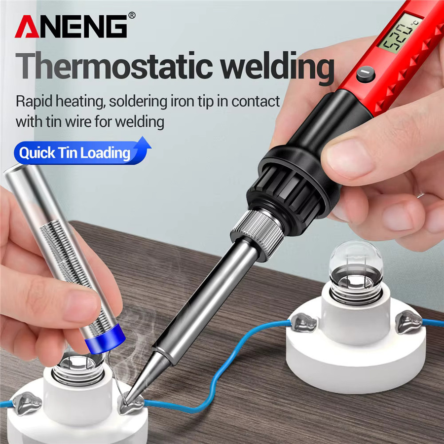 ANENG Elektrischer Lötkolben SL105 mit LCD-Digitalanzeige, 60 W, einstellbare Temperatur, Rot - Bild 2