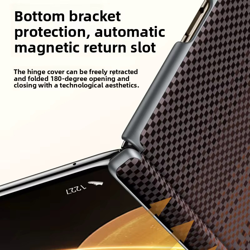 Schutzhülle mit Carbon-Faser-Muster für Honor Magic V5, V3 und VS3 aus hartem PC mit Magnetfunktion und Scharnierschutz in Braun - Bild 2
