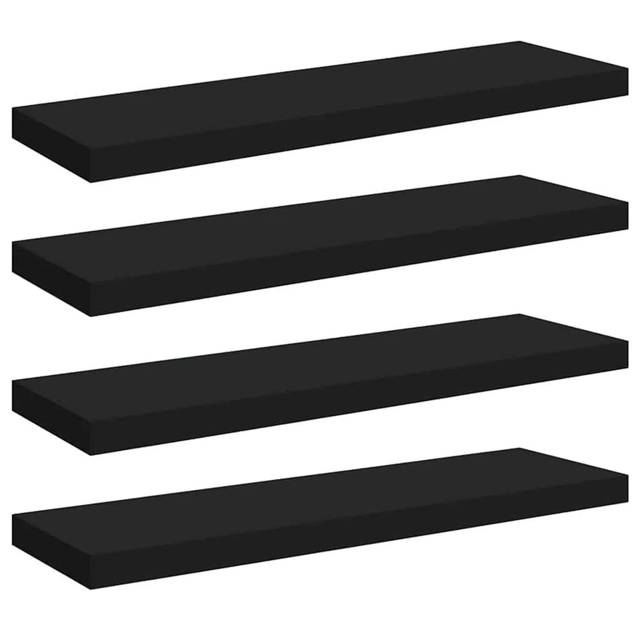 vidaXL Schweberegale Set 4 Stück Schwarz aus MDF und Metall, B/T/H: 80 x 23,5 x 3,8 cm - Bild 2