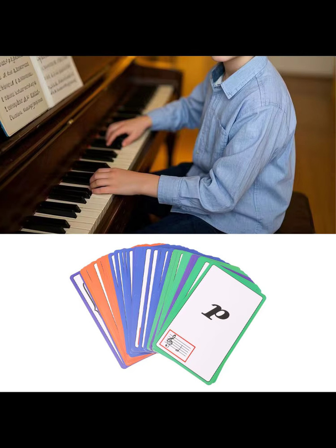 Farbcodierte Musik-Flash-Karten aus Papier, doppelseitige Lernkarten für Klaviernoten in Mehrfarbig - Bild 5