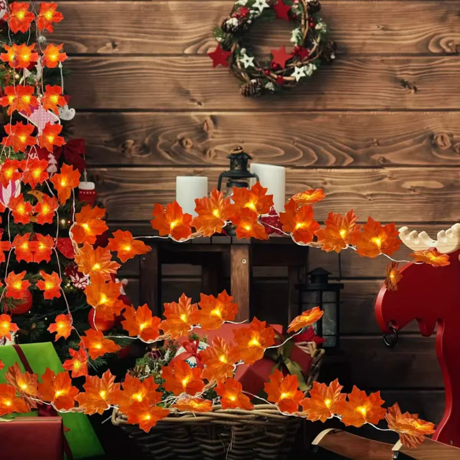 Peach Forest LED Herbst Ahorn Lichterkette in Orange für Halloween und Dekoration im Wohnzimmer oder Schlafzimmer, Batteriebetrieben - Bild 3