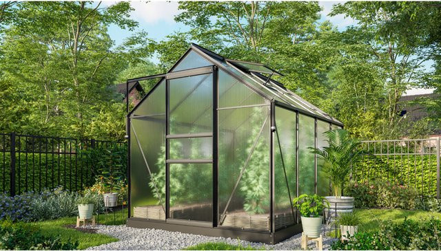 Vitavia Gewächshaus Marley mit Ready2Grow Zubehör-Set, schwarz, 5 m², Polycarbonat-Platten - Bild 1