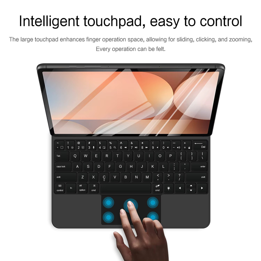 AJIUYU Magic Keyboard Folio für Samsung Galaxy Tab S10 Plus 12,4 Zoll, Magnetische Tastaturhülle mit Touchpad in Schwarz - Bild 2