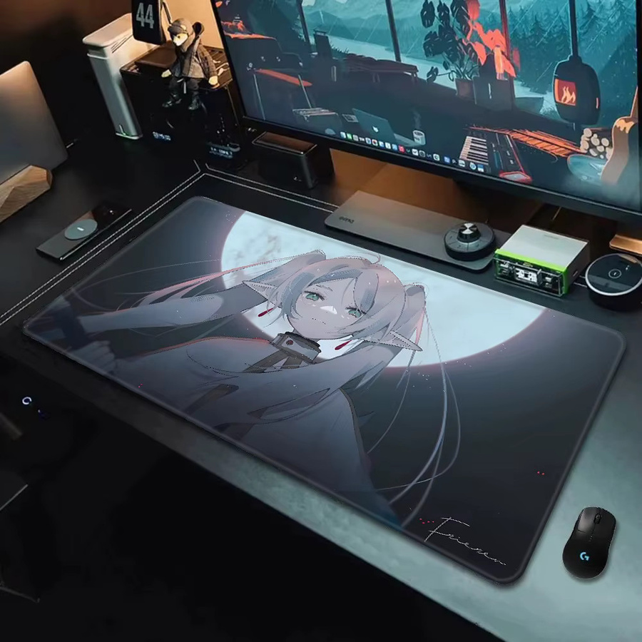 Potdemiel Mauspad Frieren Anime Design XXL Schreibtischunterlage mit rutschfester Unterseite und Locking Edge, B/T: 90 x 40 cm, Multicolour - Bild 2