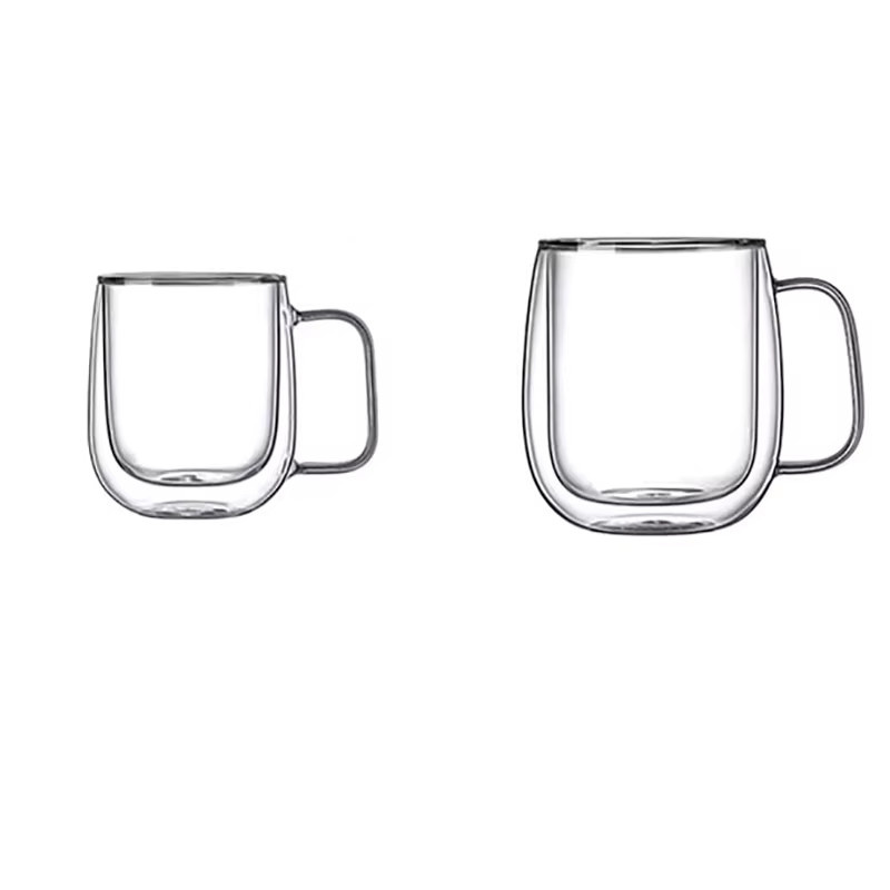 YWDL Doppelwandige Borosilikatglas-Tasse mit Henkel, transparente Kaffeetasse für Milch und Wasser, 250 ml - Bild 7
