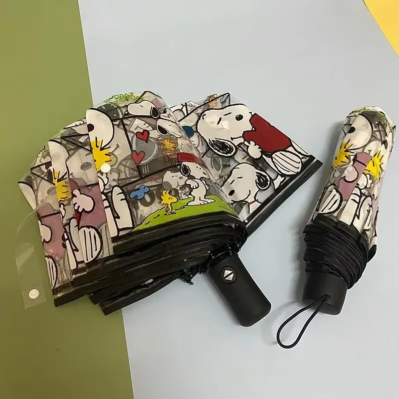Bandai Snoopys Regenschirm, Dreifach Faltbarer Automatik-Regenschirm - Bild 2
