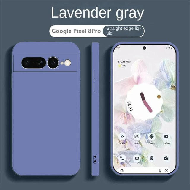 Stoßfeste Flüssigsilikon Handyhülle aus weichem TPU für Google Pixel 8 und Pixel 7 in Grau - Bild 1