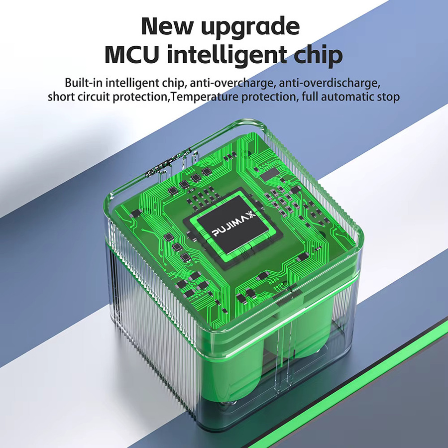 PUJIMAX Wiederaufladbare D-Größe Batterien LR20 mit 4-Slot-Ladegerät, 1,5V Li-Ionen Akku-Set, 10000mWh, Farbe: Grün - Bild 3