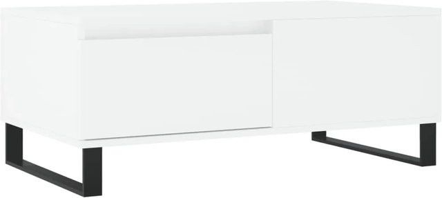vidaXL Couchtisch modern in Weiß, rechteckig aus Holzwerkstoff und Metall, B/T/H: 90 x 50 x 36,5 cm - Bild 1