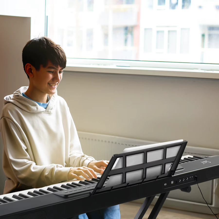 LEI Digitalpiano mit 88 halbgewichteten Tasten, Bluetooth und MIDI, inklusive X-Ständer, Kopfhörern und Tragetasche, Schwarz - Bild 7