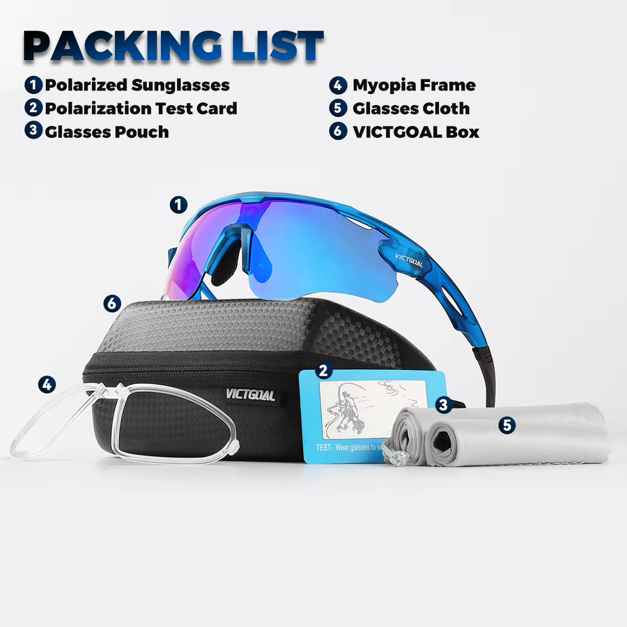 VICTGOAL Sportsonnenbrille, polarisiert, Vollrand, Unisex, weiß, schwarz - Bild 6