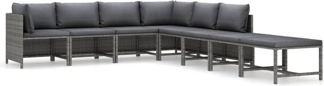 vidaXL 8-tlg Garten-Lounge-Set aus Poly Rattan mit Kissen in Grau/Anthrazit Modell 8 - Bild 1