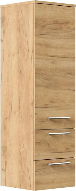 Posseik Hochschrank mit Glaseinlagen und Soft-Close-Türen in Eiche Gold, Breite: 120 cm - Bild 1