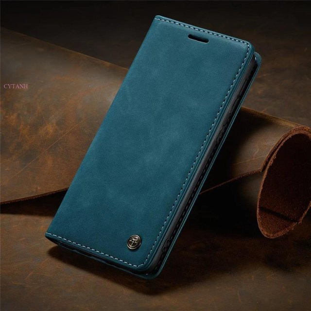 CaseMe Flip Lederhülle für Samsung Galaxy M-Serie als magnetische Brieftasche in Blau - Bild 1