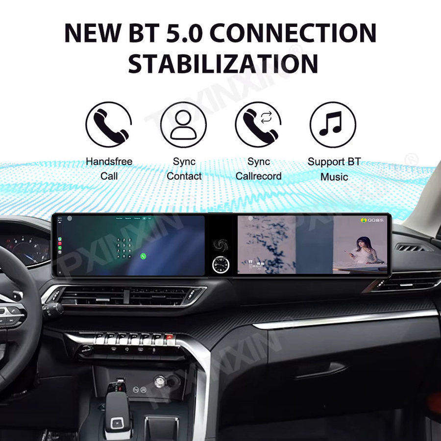 TPXINXIN Qualcomm Dual Screen Android Autoradio mit GPS und CarPlay für Peugeot 4008 5008 (2016 bis 2022), Schwarz - Bild 5