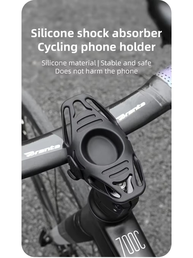 Universelle Silikon Fahrrad Telefonhalterung für Lenker und Motorrad in Schwarz und Orange - Bild 5