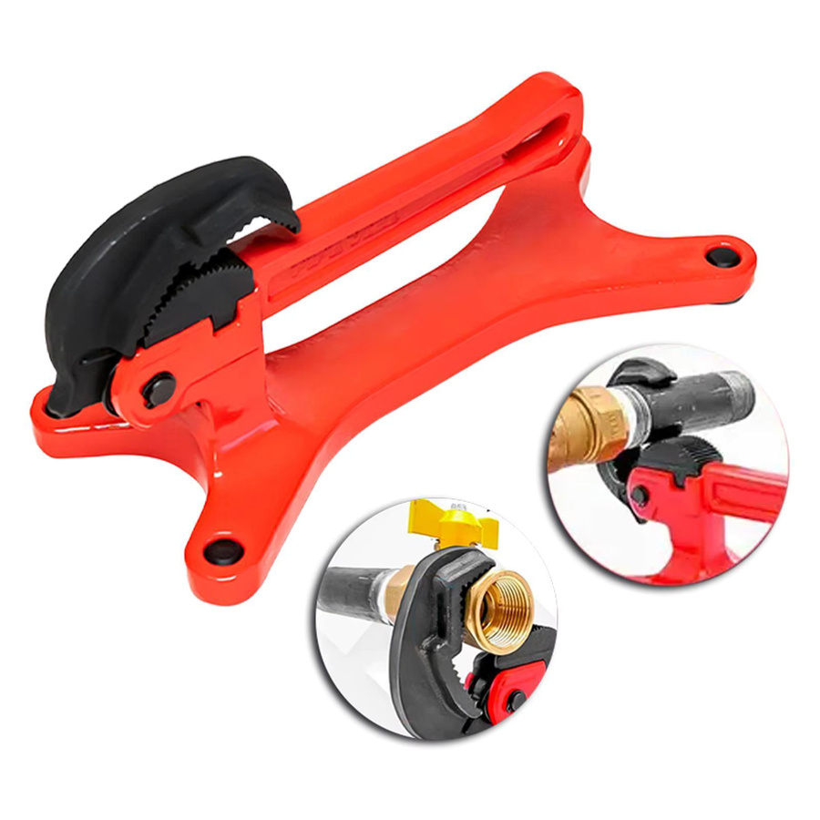 Homyl Hochleistungs-Rohrschraubstock aus Aluminium in Rot, selbstjustierende Klemme und rutschfester Rohrhalter für Industrieprojekte - Bild 2